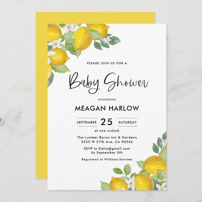 Lemon Theme Baby Shower Oh Baby Shower Invitation (Front/Back)
