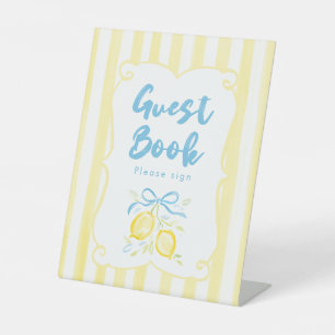 Lemon Theme Boy Baby Shower Guest Book Pedestal Sign