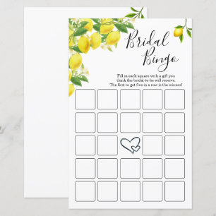 Lemon Theme Bridal Shower Bingo Cards