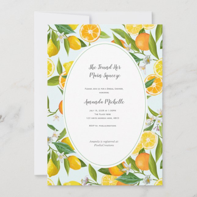 Lemon theme Bridal Shower Invitation (Front)