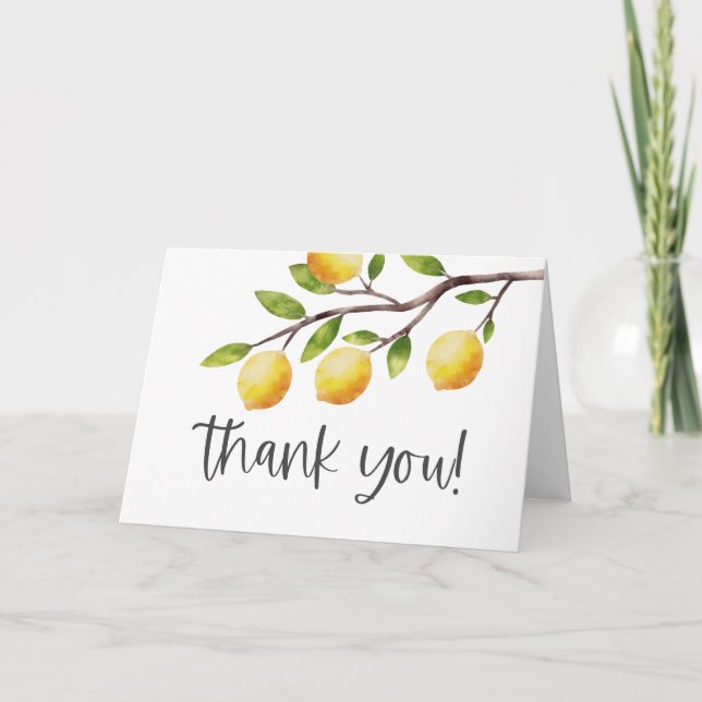 Lemon Theme Bridal Shower Thank You Card (Front)