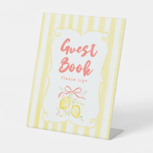 Lemon Theme Girl Baby Shower Guest Book Pedestal Sign
