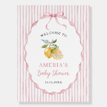 Lemon Theme Girl Baby Shower Welcome Sign