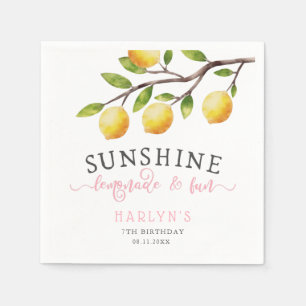 Lemon Theme Girl Birthday Party Napkins