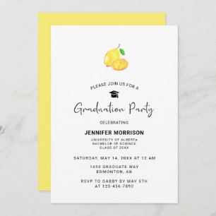 Lemon Theme Graduation Party Boho Modern Chic Inv Invitation