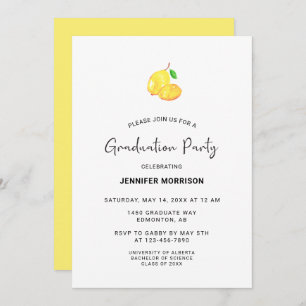 Lemon Theme Graduation Party Boho Modern Chic Invitation