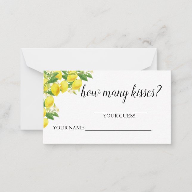 Lemon Theme Guess How Many Kisses Card (Front)