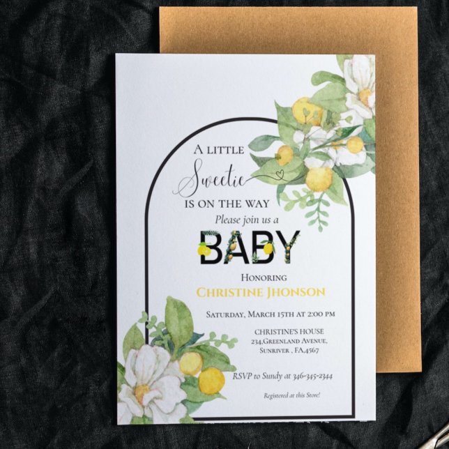 Lemon theme little sweetie baby shower invitation (Creator Uploaded)