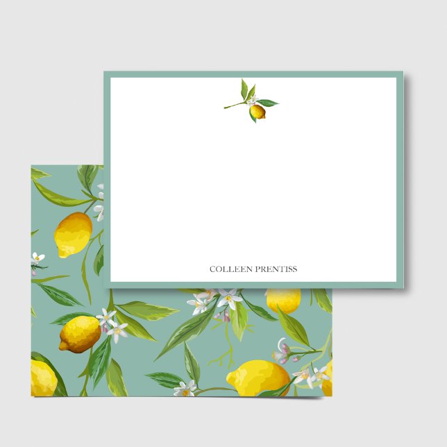 Lemon Theme Personalised Flat Note Card (Creator Uploaded)