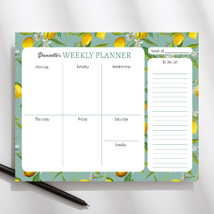 Lemon Theme Personalised Weekly Planner Pad
