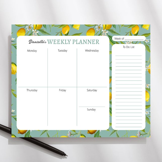 Lemon Theme Personalised Weekly Planner Pad (Creator Uploaded)