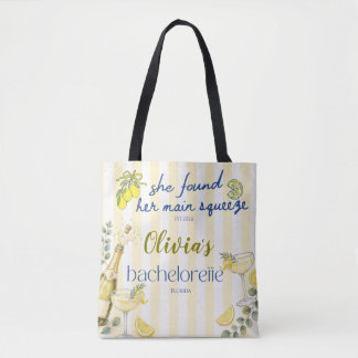 lemon theme she found her main squeeze yellow  tote bag