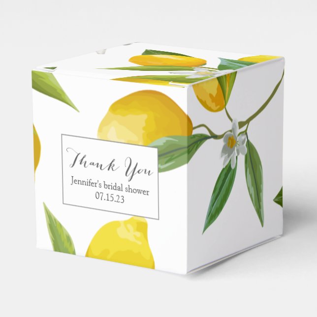 Lemon themed bridal shower favour  box (Front Side)
