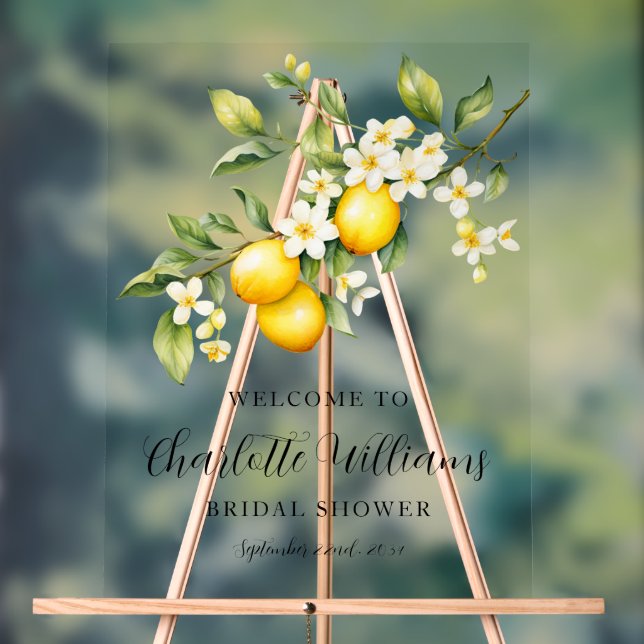 Lemon Themed Bridal Shower Welcome Acrylic Sign (Neutral)