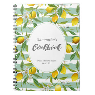 Lemon themed, personalised cook book, notebook