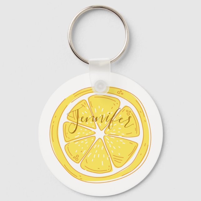 Lemon Themed Personalised Key Chain (Front)