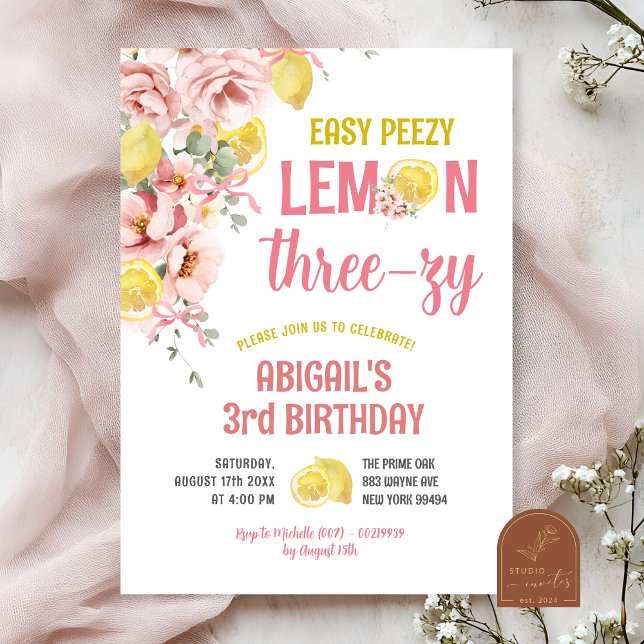 Lemon Three-zy 3rd Birthday Invitation (Creator Uploaded)