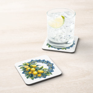 Lemon Tile Plastic Coaster Set