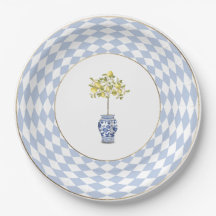 Lemon Topiary Round Paper Plate