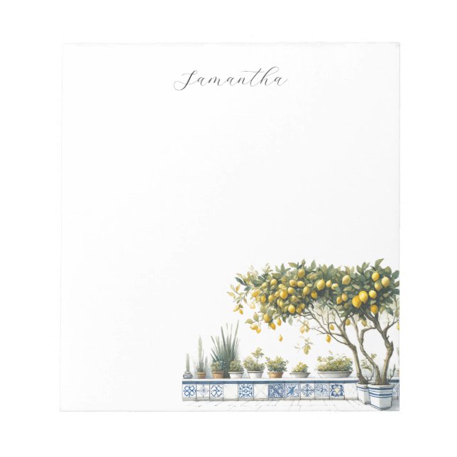 Lemon Tree Amalfi Tile Terrace Notepad (Front)