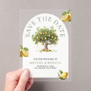 Lemon Tree Arch Wedding Save the Date Acrylic Invitations