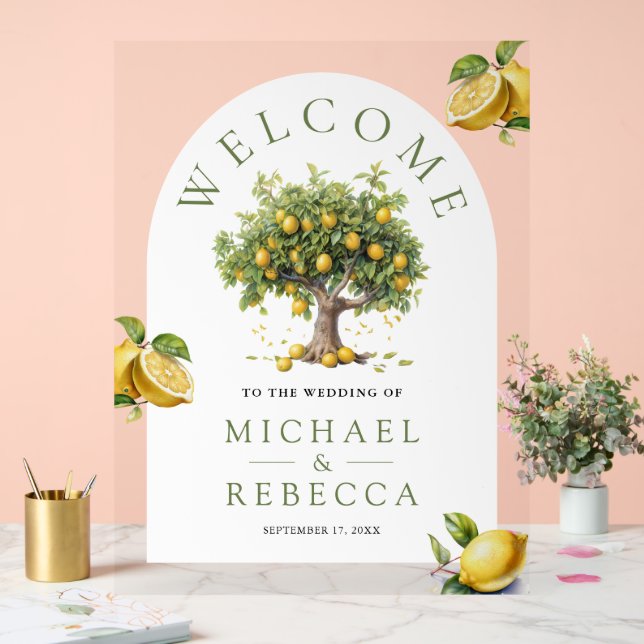 Lemon Tree Arch Wedding Welcome Acrylic Sign (Wedding)