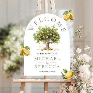 Lemon Tree Arch Wedding Welcome Acrylic Sign