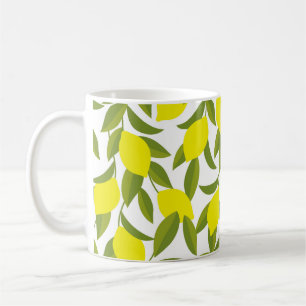 Lemon Tree Art: Yellow Citrus Seamless Pattern Coffee Mug