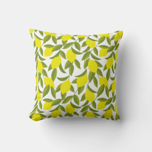 Lemon Tree Art: Yellow Citrus Seamless Pattern Cushion