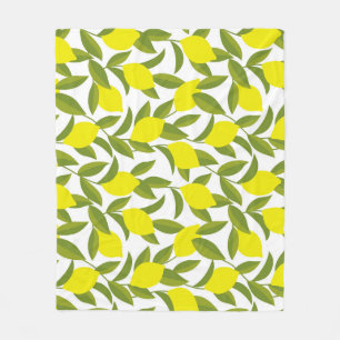Lemon Tree Art: Yellow Citrus Seamless Pattern Fleece Blanket