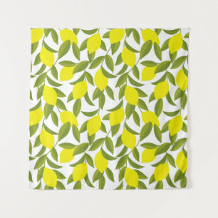 Lemon Tree Art: Yellow Citrus Seamless Pattern Tapestry