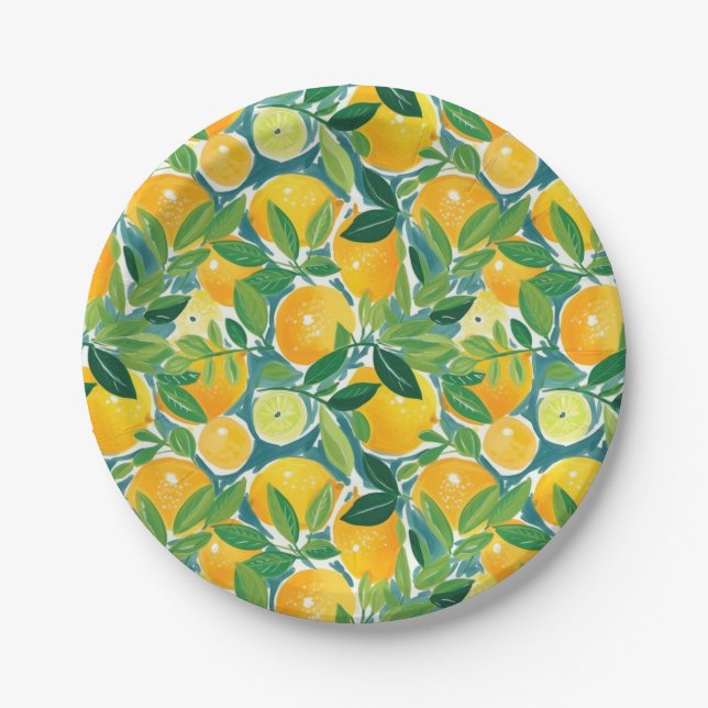 Lemon Tree Artisan Fresh Colourful Fun Paper Plate (Front)