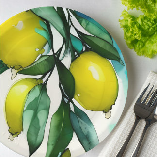 Lemon Tree Branch Paper Plate