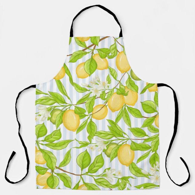 Lemon Tree Branch: Striped Seamless Pattern Apron (Front)