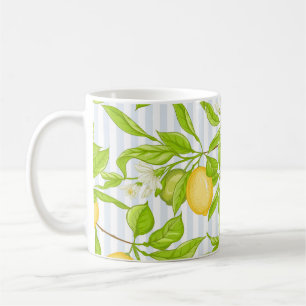 Lemon Tree Branch: Striped Seamless Pattern Coffee Mug