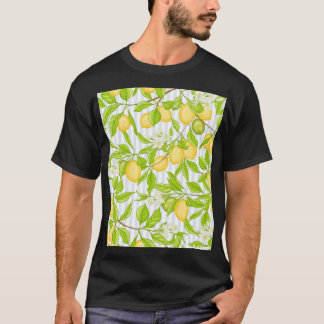 Lemon Tree Branch: Striped Seamless Pattern T-Shirt