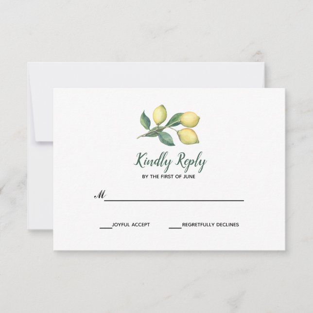 Lemon Tree Branch | Wedding RSVP Card (Front)
