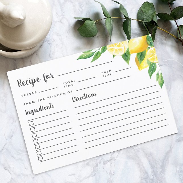 Lemon Tree Bridal Shower Recipe Card (Lemon Tree Bridal Shower Recipe Card
)