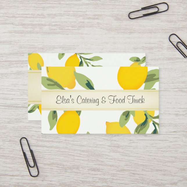 Lemon Tree Catering and Cooking Business Card (Front/Back In Situ)