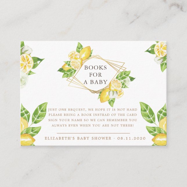 lemon tree citrus diaper raffle enclosure card (Front)