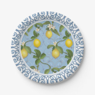 Lemon Tree Espalier Leaf Leaves Floral Art Paper Plate
