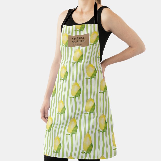 lemon tree fruit cute monogram apron (Insitu)