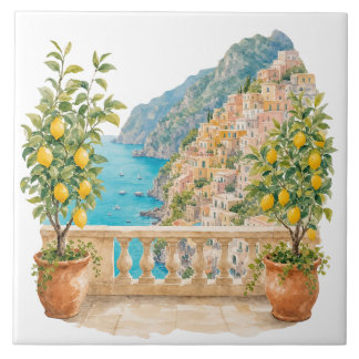 Lemon Tree in Mediterranean Pot Tile