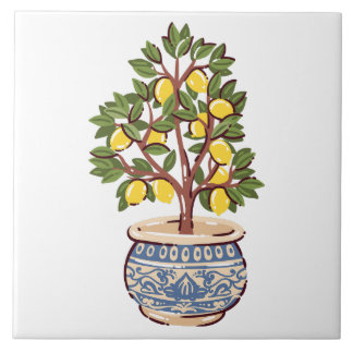 Lemon Tree in Mediterranean Pot Tile