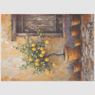Lemon Tree Lavender Garden Painting Decoupage Tissue Paper