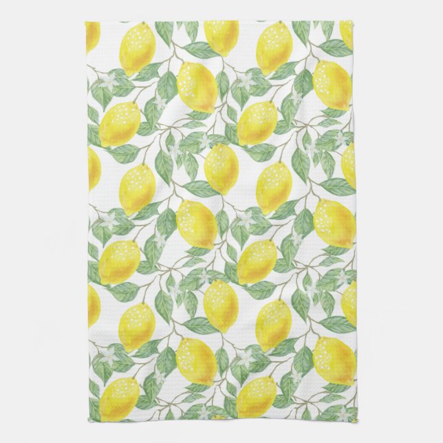 Lemon Tree Pattern Tea Towel (Vertical)