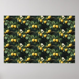 Lemon Tree Seamless Pattern Poster