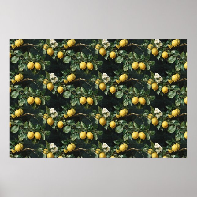 Lemon Tree Seamless Pattern Poster (Front)