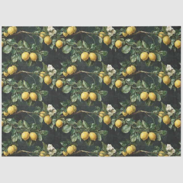 Lemon Tree Seamless Pattern Tissue Paper (Front)