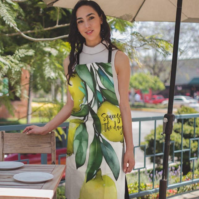 Lemon Tree Squeeze the Day Custom Text Apron (Creator Uploaded)